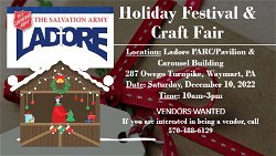 Ladore Salvation Army Holiday Festival & Craft Fair Dec 10 2022