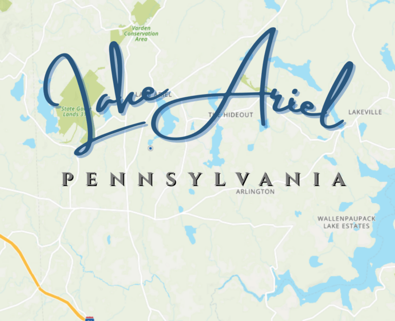Map of Lake Ariel PA with the words Lake Ariel Pennsylvania