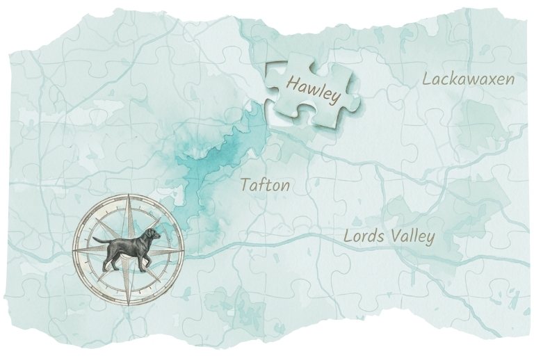 Puzzle map of Hawley PA and Lake Wallenpaupack